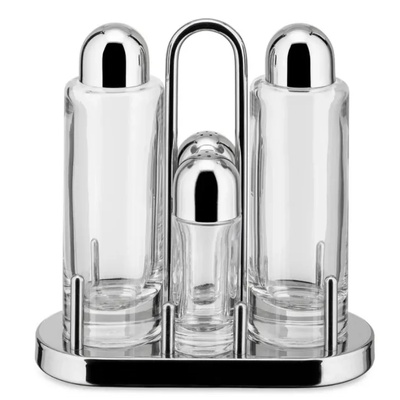 Alessi Комплект за подправки 5070 19 см, неръждаема стомана и стъкло, Alessi (AL5070)