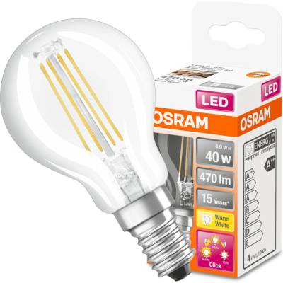 OSRAM LED stmievateľná žiarovka E14 4W 2700K číra, teplá biela