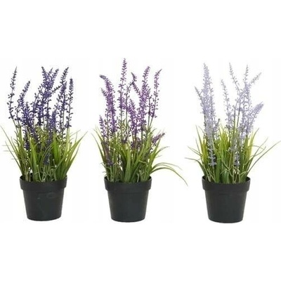 Levandule v květináči umělá dekorativní rostlina 1 ks 30 cm