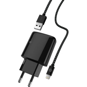 Sturdo Зарядно за iPhone, iPad, iPod, 2in1 Sturdo Travel MFI Lightning, 1.8m, черен