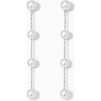 SARINES Dlouhé náušnice s bílými perličkami na řetízku S1282