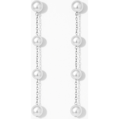 SARINES Dlouhé náušnice s bílými perličkami na řetízku S1282