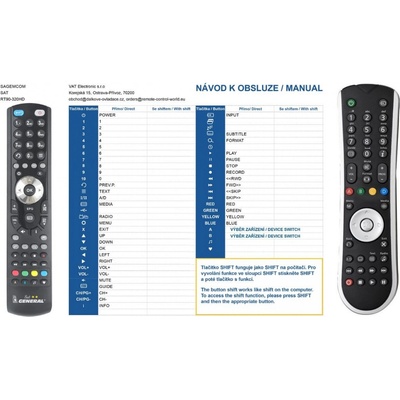 Dálkový ovladač General Sagem RT90-320HD – Hledejceny.cz
