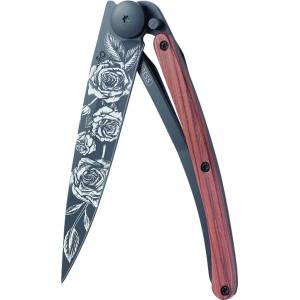 DEEJO 1gb137 tattoo black / Ултралеко джобно ножче с дръжка от екзотично коралово дърво (1gb137)