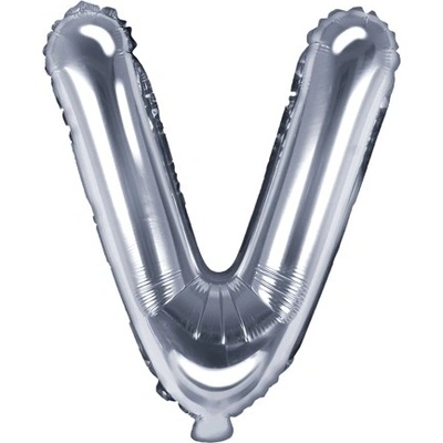PartyDeco Fóliové písmeno V stříbrné 35 cm