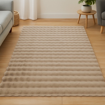 Takoy Koberec s imitácou kožušiny 140x180 3D vzor svetlo hnedý-HT-00442 | 140 x 180 cm