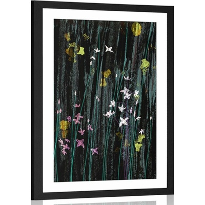 Plakát s paspartou magické květiny - 20x30 black