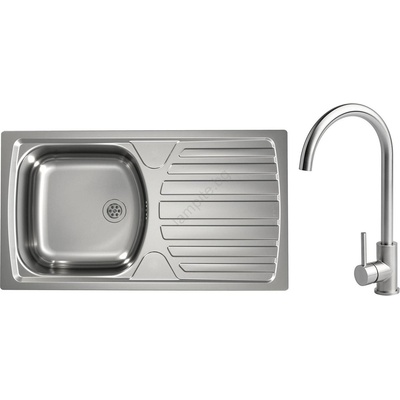 Alveus - Кухненска мивка BASIC 78x43, 5 см + смесител за мивка VIOLA 36, 7 см от неръждаема стомана (SETAV0146)