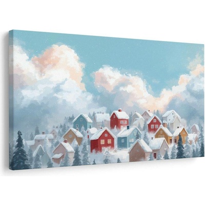 Obraz vánoční krajina s útulnými domky - 60x40