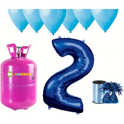 HeliumKing Helium párty set na 2. narozeniny s modrými balónky