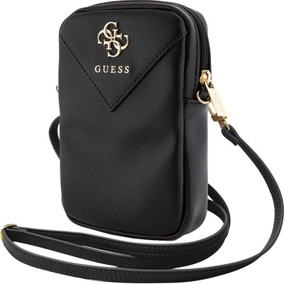 Guess PU Grained 4G Metal Logo Wallet Phone Bag Zipper černé