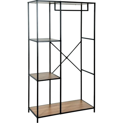Home Styling Collection Kovový regál se 4 policemi z MDF, 90 x 40 x 167 cm černá