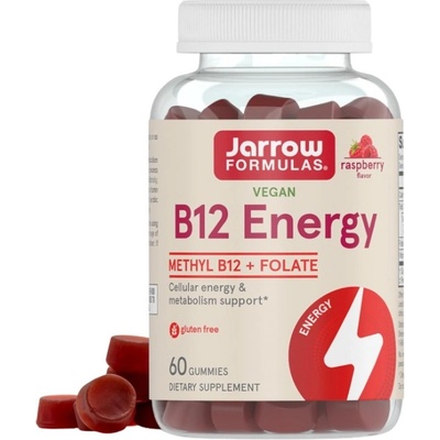 Jarrow Formulas B12 Energy + Folate Gummies | with Methylcobalamin [60 желирани бонбони] Малина