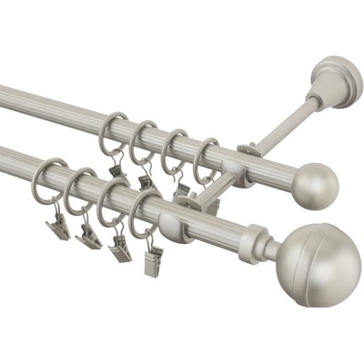 GARNÝŽE-HEBR Garnýž rýhovaná Kalisto chrom mat dvojitá 320 cm
