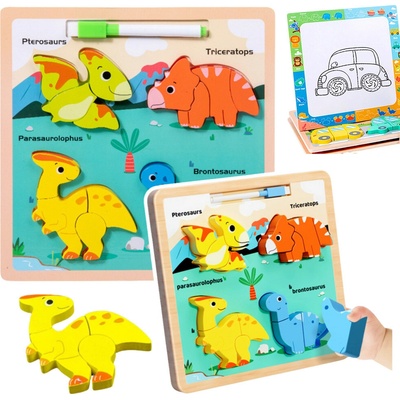 Lean Toys puzzle s doskou na kreslenie Dinosaurus