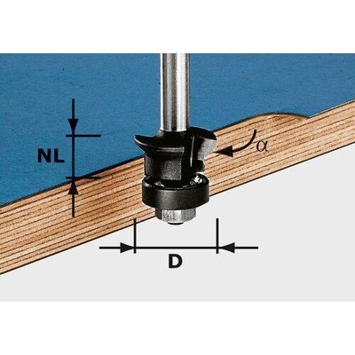 FESTOOL Fazetovací lícovací fréza HW S8 D24/0° +45°
