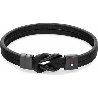 Tommy Hilfiger Náramek z černé kůže Braided Knot 2790442