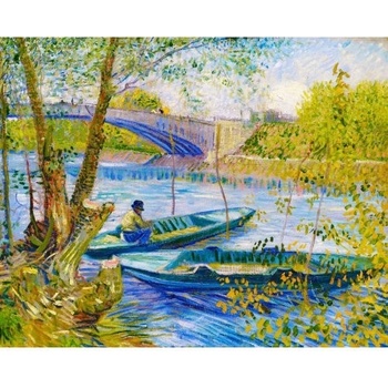 Figured ART Vyšívání křížkové sada Van Gogh Rybolov na jaře, Pont de Clichy