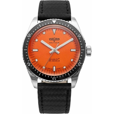 Vulcain Skin Nautique Orange - Black Carbon Leather Strap