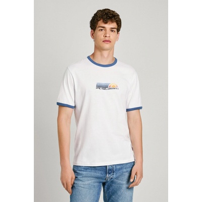 Pepe Jeans bavlněné tričko ADAN s potiskem PM509437 bílá