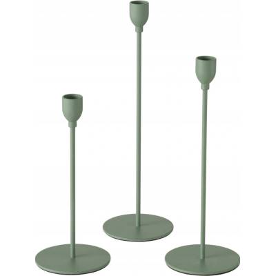 KOVové SVÍCNY ZELENÉ MINIMALISTICKÉ DEKORAČNÍ SADA 3 KS 33X10