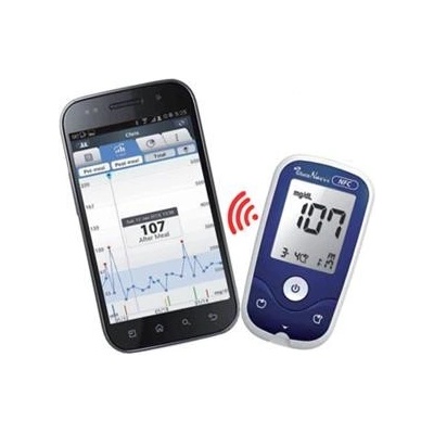 SD Gluco Navii NFC glukometr set př. + 10 pr + pero + 10 jehel