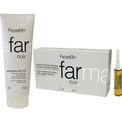FarmaVita Noir šampon 250 ml + ampule 12 x 8 ml proti vypadávání vlasů dárková sada