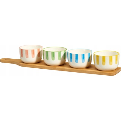 Excellent Houseware misek na svačinu FIKA bambusový tácek s rukojetí 4 x 125 ml