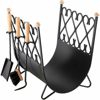 KOVO KRAUS Koš krbový velký s nářadím černé/dřevo 55x50x50cm – Zboží Mobilmania