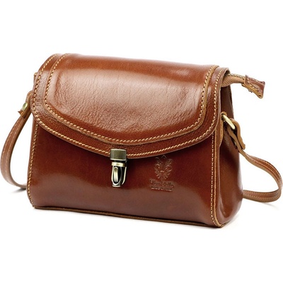 Malá camel hnedá kožená crossbody kabelka Florence