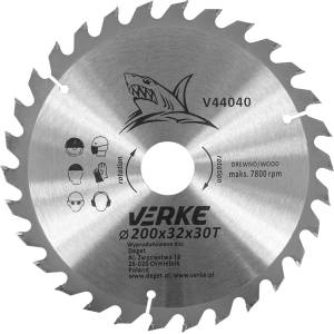 VERKE Режещ диск с твърдосплавни пластини 200x32мм 30T 66344 (V44040)