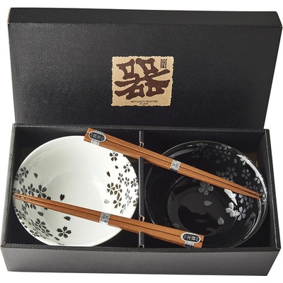 MIJ Veľká misa Silver sakura s jedálenskými paličkami 2 ks 500 ml