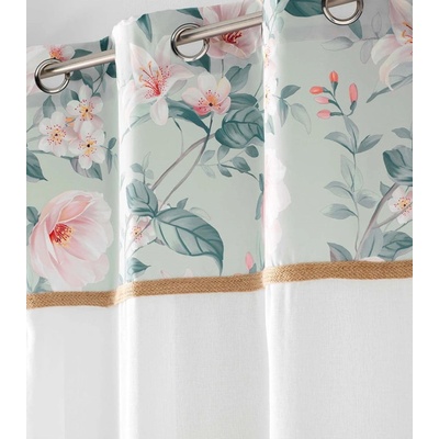 Záclona v bielej farbe s kvetinovým vzorom Šírka 140 cm | Dĺžka 280 cm biela