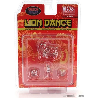 American diorama Figures Set 4x Lion Dance :64