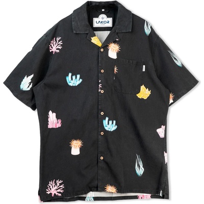 LAKOR Мъжка риза с копчета LAKOR Coral Short Sleeve Shirt - Moonless Night (033-3075-0112)