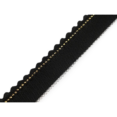 Prima-obchod Paspulka všívací s broušenými kamínky a tylem šíře 15; 20 mm, barva 2 (20 mm) černá