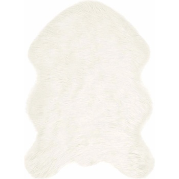 vidaXL Изкуствен килим от кожи Бяло 60 x 90 cm Полиестер (42021475)