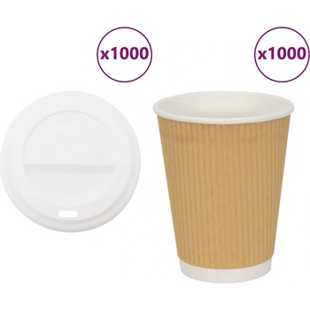 vidaXL хартиени чаши за кафе с капачки 1000 бр. 16oz 400ml (3325226)