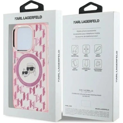 KARL LAGERFELD IML Monogram Karl & Choupette Head MagSafe Калъф за iPhone 15 Pro - розов (3666339285043)
