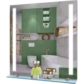 Lidiya Mirror Огледало за баня LED осветление LM Halo Glint, ел. отопление, рафт, 650×650mm