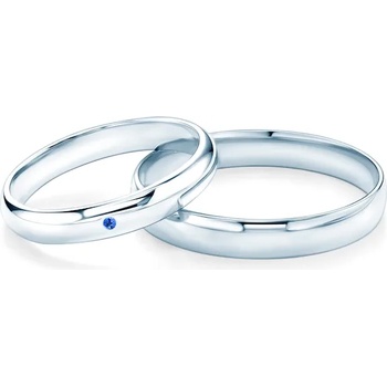 Image 1 of SAVICKI Сватбени халки Fairytale: бяло злато, син сапфир, полукръгъл профил. 3 мм и 4 мм