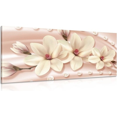 Obraz luxusní magnolie s perlami - 100x50