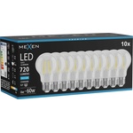 Mexen Vintis 10x LED филамент крушка E27, A60, 6W, Студена - 6500K, 720 lm, прозрачна (L150-E27-0665-00x10)