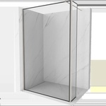 Mexen Kioto стена за душ Walk-in 100 x 40 см, черна рамка, матиран никел - 800-100-212-97-70-040 (800-100-212-97-70-040)