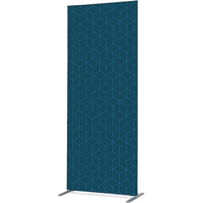 Jansen Display Potištěná látková dělící stěna Deco 85-200 Hexagon modrý, 870 x 2020 mm