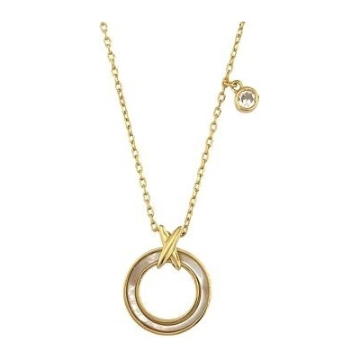 Infinity Silver Stříbrný pozlacený náhrdelník kroužek s perletí a zirkonem L47661545G