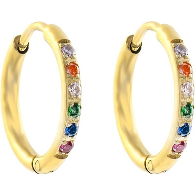 BRUNOshop.cz Náušnice kroužky s kamínky barevné gold S4236