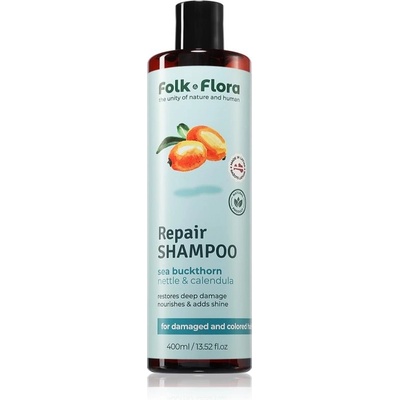 Folk & Flora Sea Buckthorn obnovujúci šampón pre farbené a poškodené vlasy 400 ml