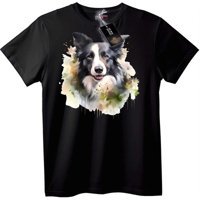 NOONEBRAND Тениска Акварелно Куче - 2XL, Black