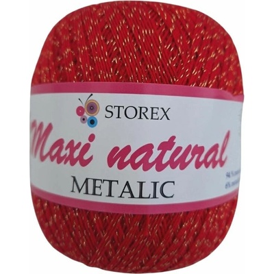 Storex Příze Maxi metalic natural 191 - červená se zlatým lurexem